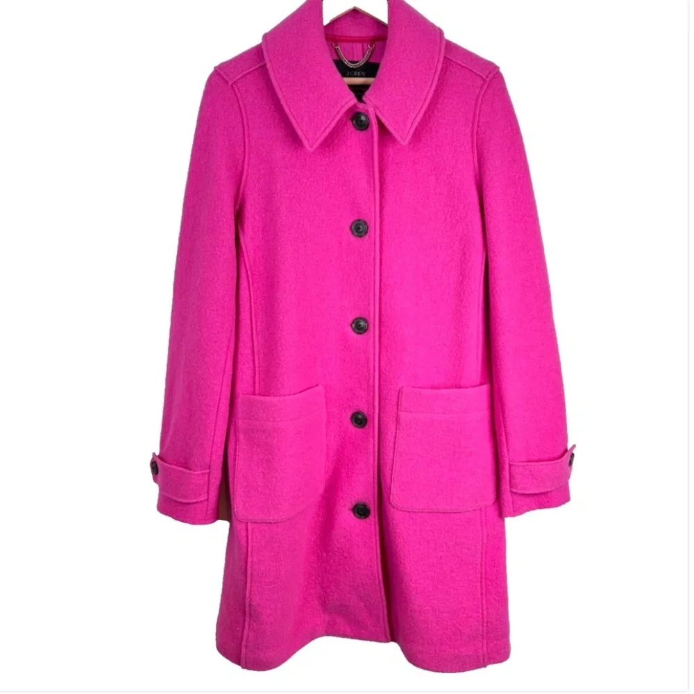 JCrew Daphne Lady Coat Italian Boiled Wool 8 TALL Pink Manifattura di Carmignano - Picture 2 of 11